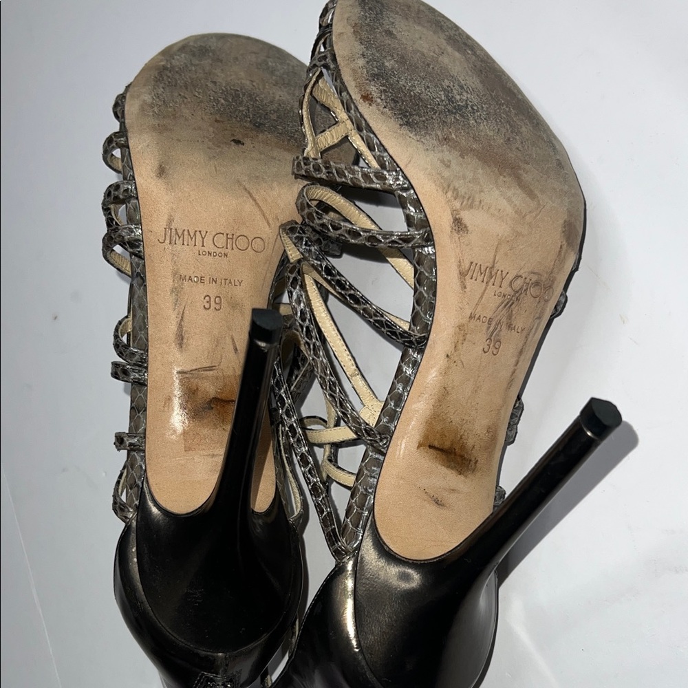 Jimmy Choo Black Snakeskin Heels Women’s size 39 - Picture 11 of 11